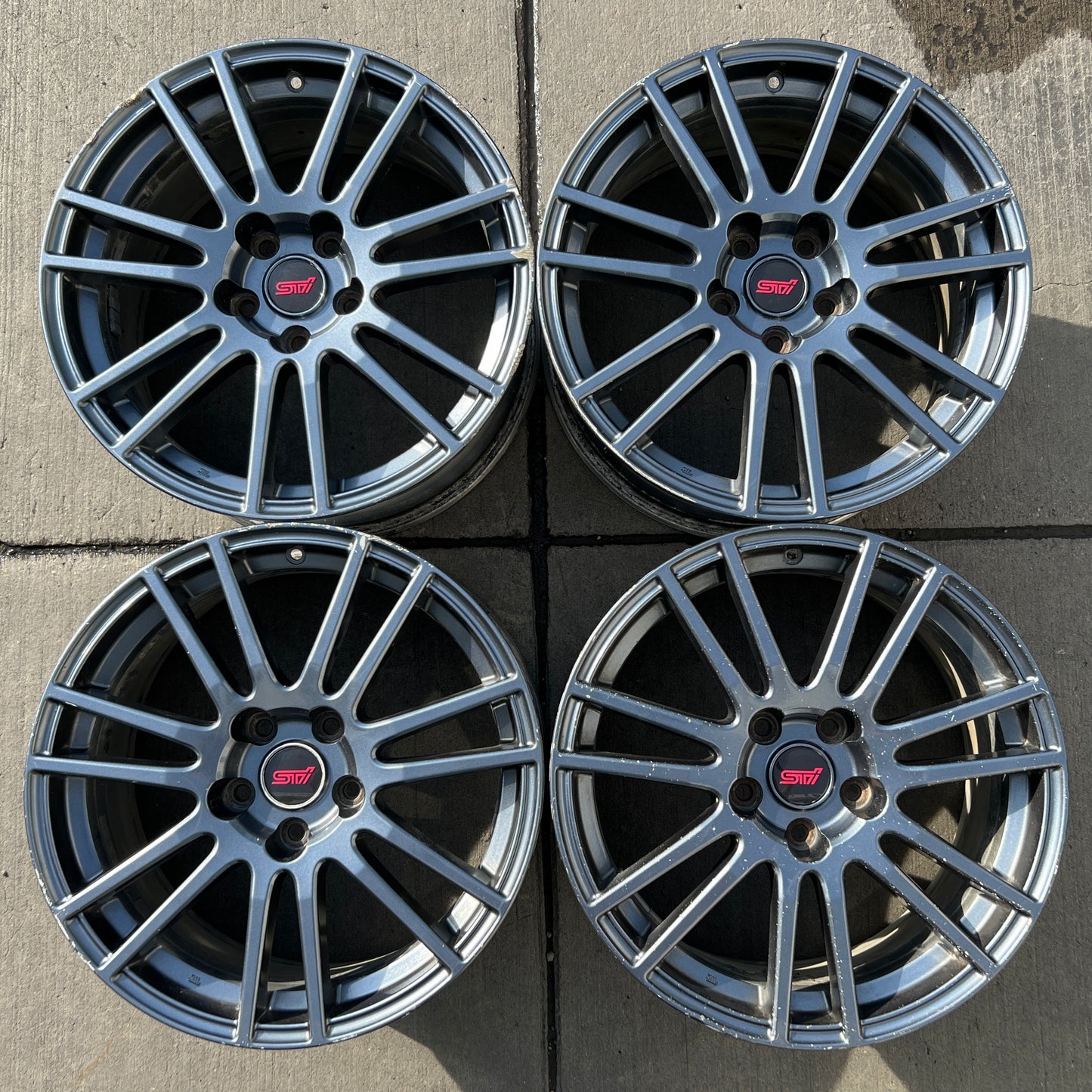 18” OEM Subaru STI Enkei flow-formed wheels