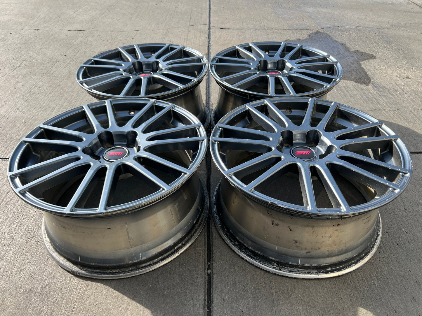 18” OEM Subaru STI Enkei flow-formed wheels