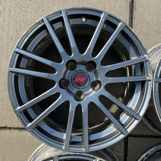 18” OEM Subaru STI Enkei flow-formed wheels